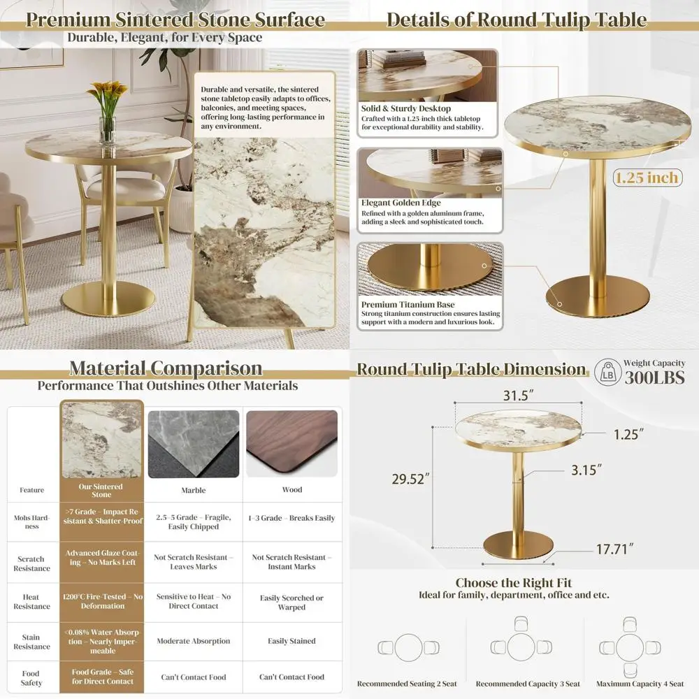 Круглый обеденный стол из спеченного камня на 2-4 персоны, подходит для небольших помещений, ресторанов - Platinum Cloud
Круглый обеденный стол из спеченного камня на 2-4 персоны, подходит для небольших помещений, ресторанов - Platinum Cloud