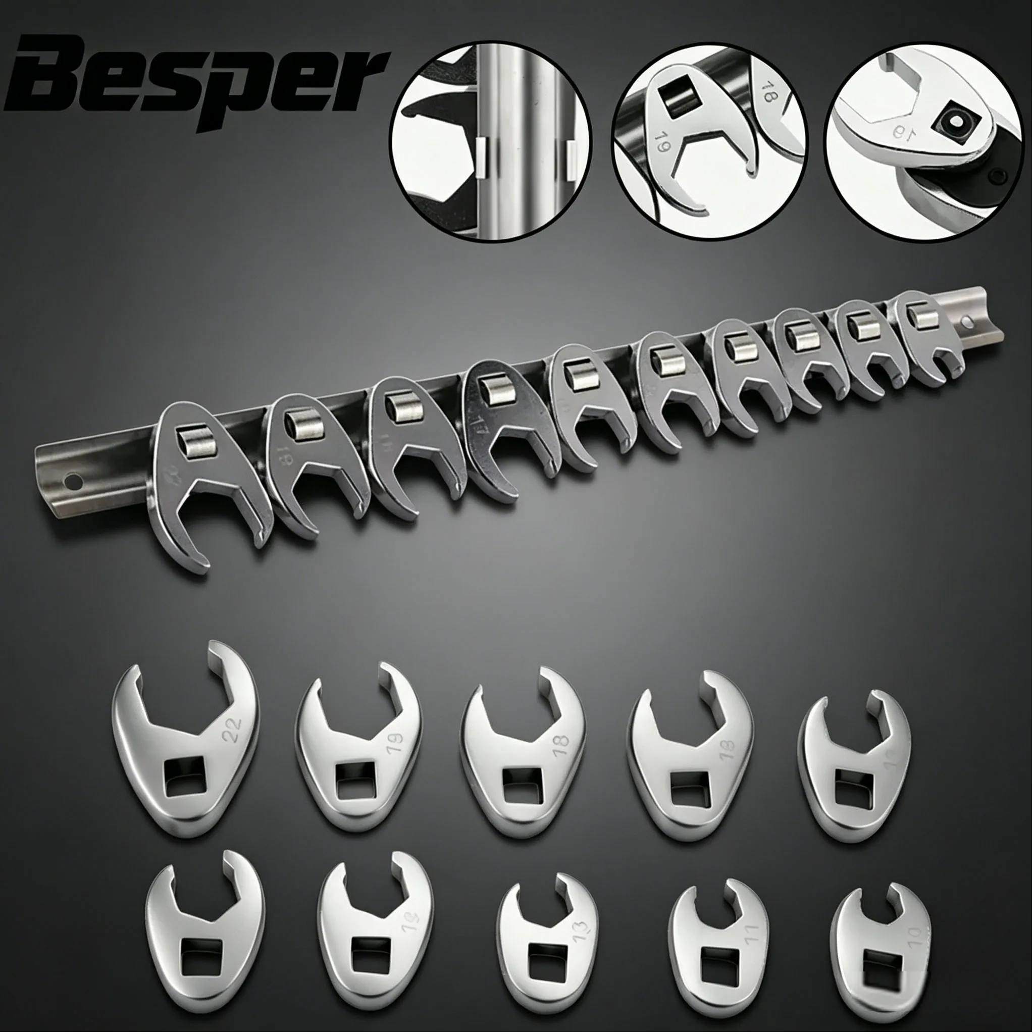 3/8in Drive Crowfoot Wrench Set, 10-Piece 10-22mm Metric Open End Nut Wrench Tool Kit
3/8in Drive Crowfoot Wrench Set, 10-Piece 10-22mm Metric Open End Nut Wrench Tool Kit