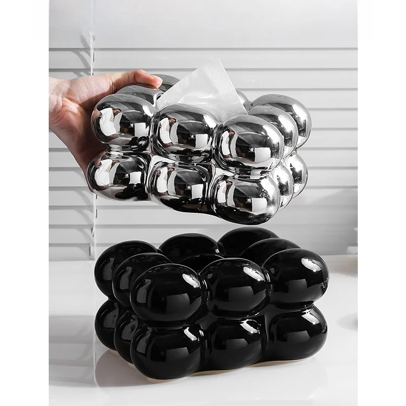 Luxury Ceramic Tissue Box in Black Cotton Candy Shape for Living Room Table Top Decoration Drawstring Paper Towel Box
Luxury Ceramic Tissue Box in Black Cotton Candy Shape for Living Room Table Top Decoration Drawstring Paper Towel Box