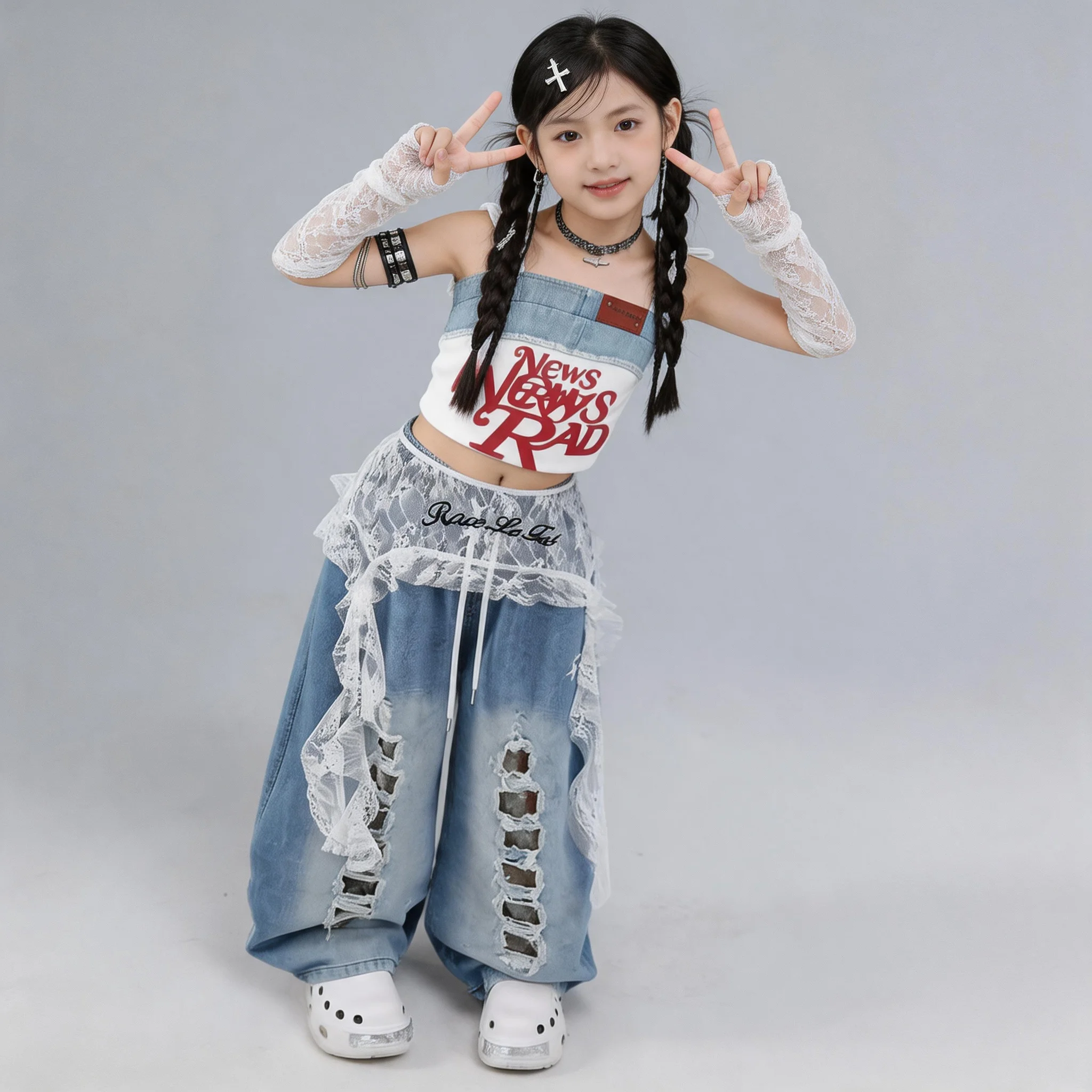 Girls Hip Hop Crop Tank Top Ripped Jeans Kids K-pop Camisole Top Denim Pants Street Dance Clothes Sets Children Girl Group Outfi
Girls Hip Hop Crop Tank Top Ripped Jeans Kids K-pop Camisole Top Denim Pants Street Dance Clothes Sets Children Girl Group Outfi