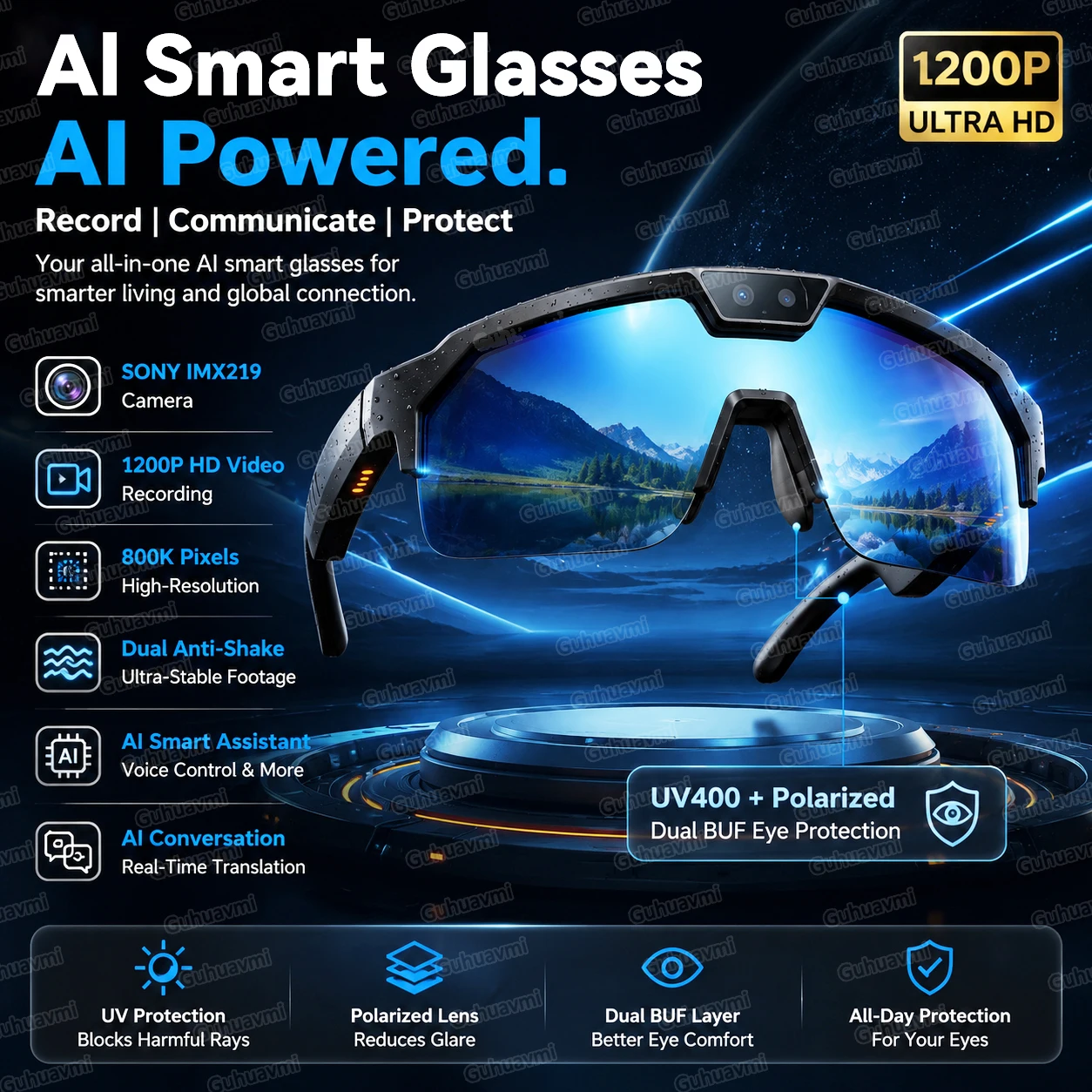 AI Smart Glasses With Camera 4K HD Video & Photo Capture, Real-Time Translation, 8MP Pixel Anti-shake Outdoor Sports Goggles Men
AI Smart Glasses With Camera 4K HD Video & Photo Capture, Real-Time Translation, 8MP Pixel Anti-shake Outdoor Sports Goggles Men