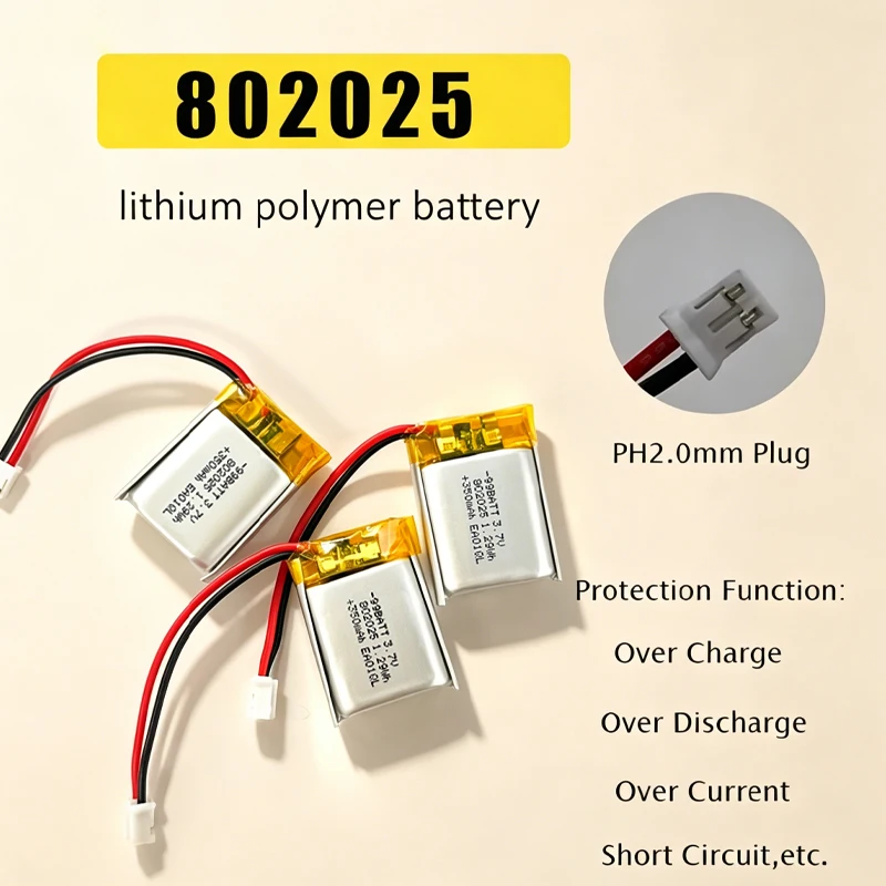802025 3.7V 350mAh Lipo Battery Lithium Polymer Batteries Rechargeable for MP3 MP4 Toy Bluetooth Headset Speaker Mouse DVD GPS
802025 3.7V 350mAh Lipo Battery Lithium Polymer Batteries Rechargeable for MP3 MP4 Toy Bluetooth Headset Speaker Mouse DVD GPS