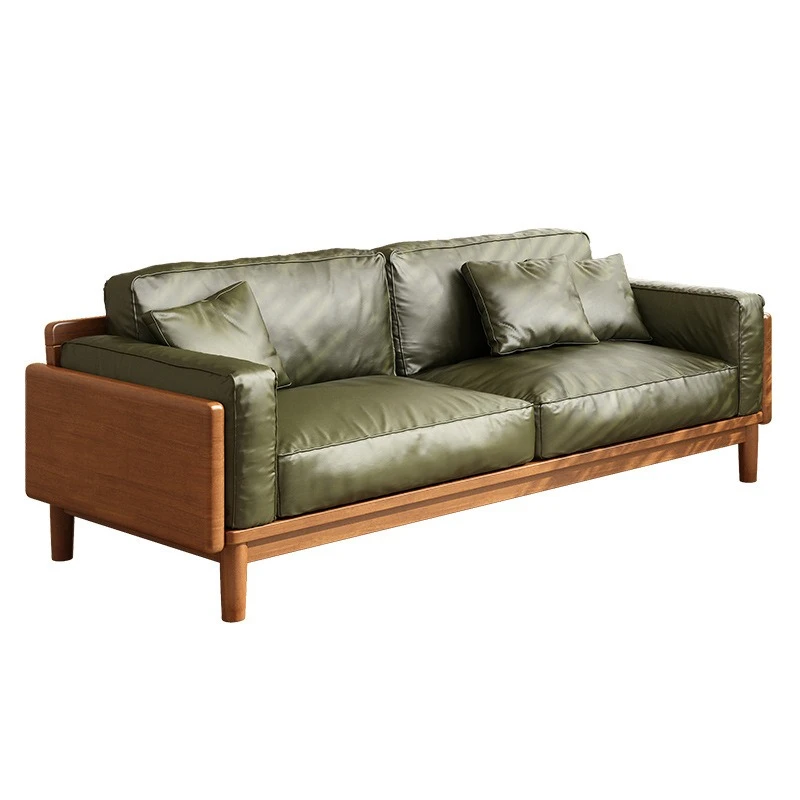 Solid wood sofa leather straight row sofa living room furniture Japanese small apartment sofa
Solid wood sofa leather straight row sofa living room furniture Japanese small apartment sofa