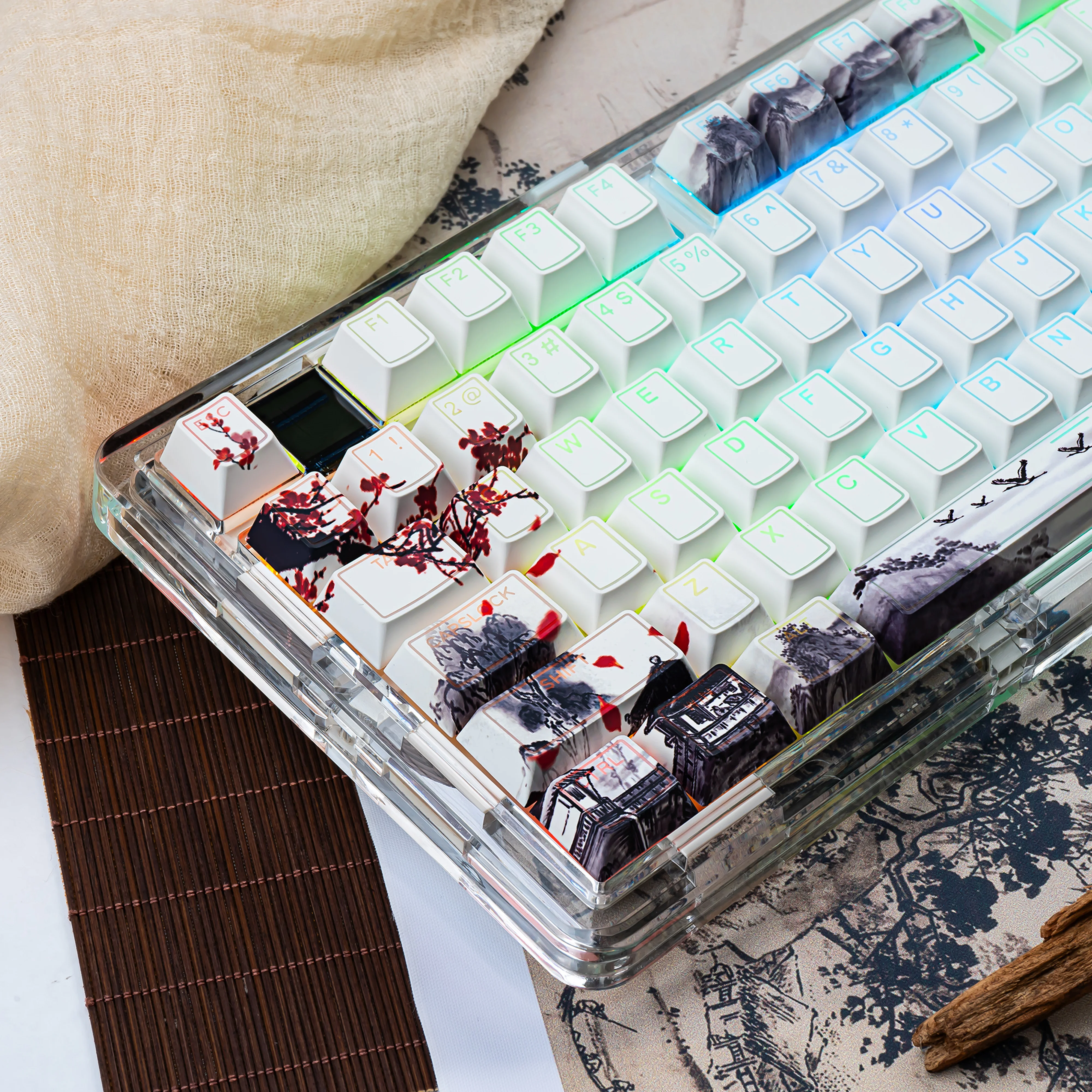 142 Keys Ink Plum Blossom Five Side Dye Sublimation PBT Keycaps Custom Shine Through Keycaps for MX Switches Mechanical Keyboard
142 Keys Ink Plum Blossom Five Side Dye Sublimation PBT Keycaps Custom Shine Through Keycaps for MX Switches Mechanical Keyboard