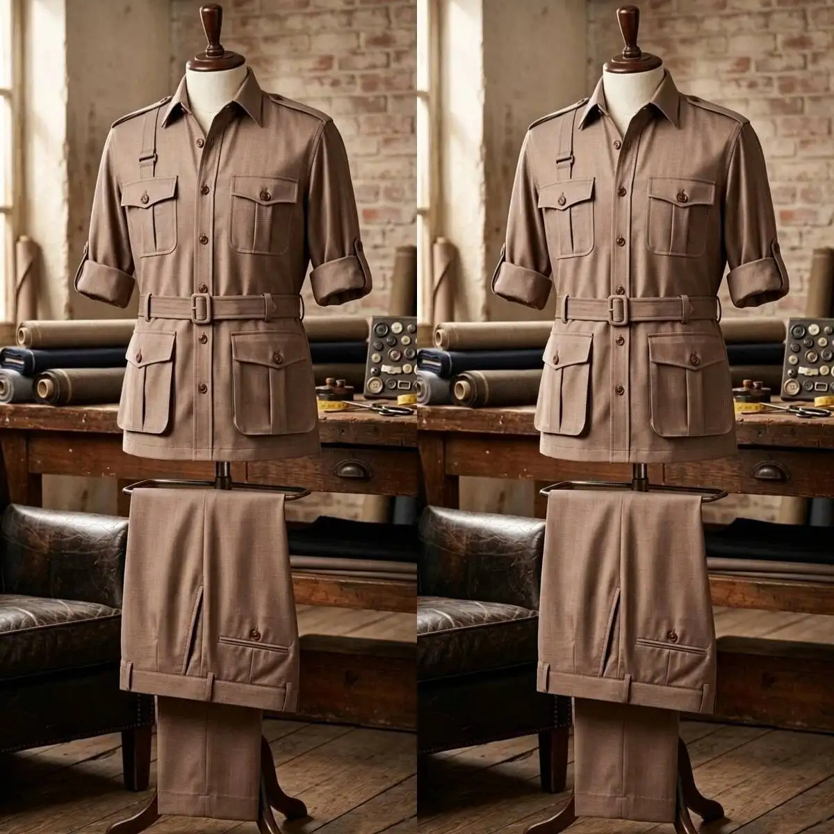 Khaki 2 Pieces Men's Safari Suit Vintage Hunting Jacket With Belt Coat Outdoor Cargo Blazer Pants Business Office Customized
Khaki 2 Pieces Men's Safari Suit Vintage Hunting Jacket With Belt Coat Outdoor Cargo Blazer Pants Business Office Customized