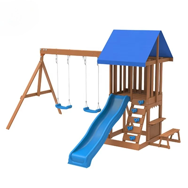 Play Centre - Garden Courtyard Commercial Outdoor Playground Equipment Kids Slide House Wooden Swing Set for Backyard
Play Centre - Garden Courtyard Commercial Outdoor Playground Equipment Kids Slide House Wooden Swing Set for Backyard