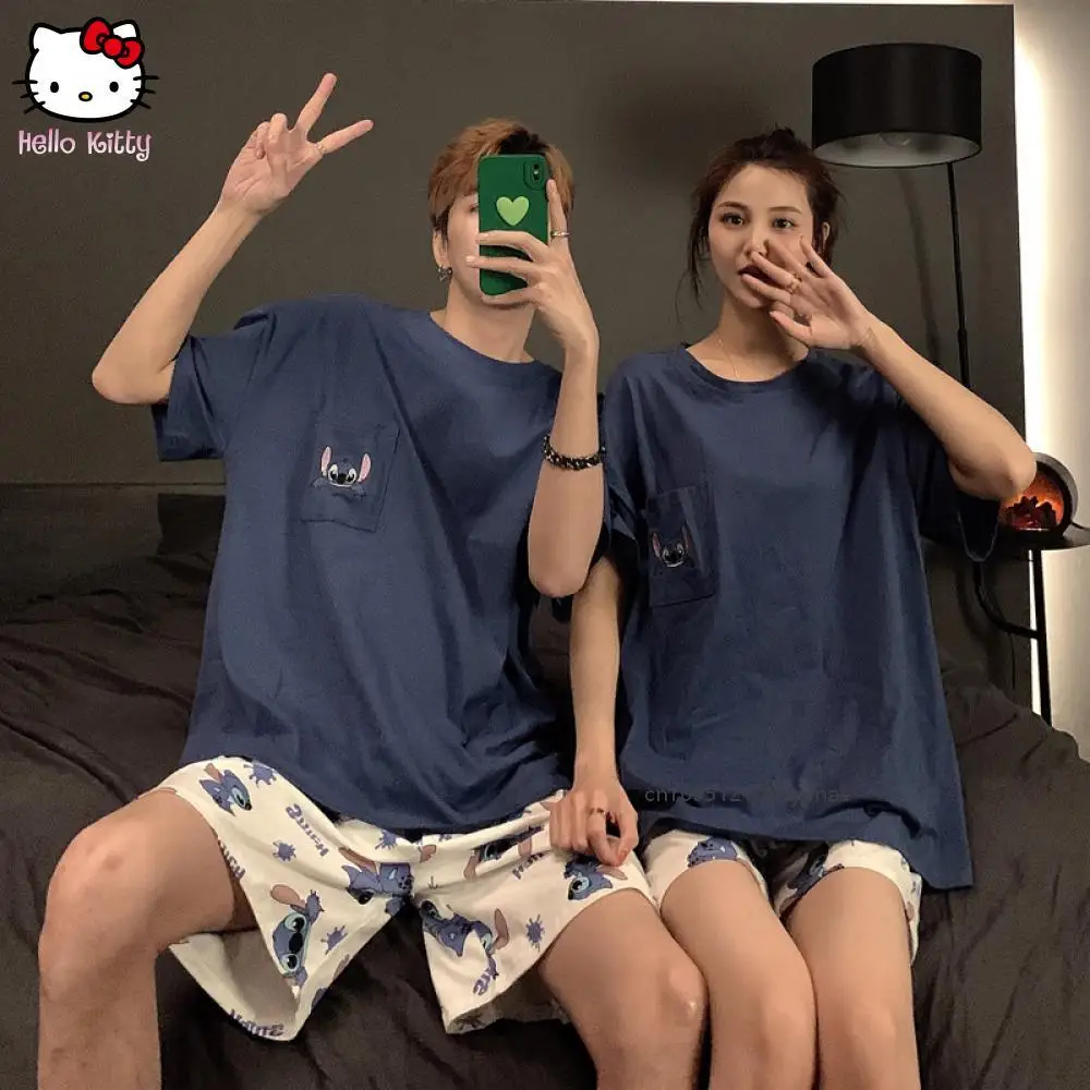 Stitch Anime New Couple Pajamas Summer Cartoon Short Sleeve Shorts Kawaii Simple Fashion Men Casual Loungewear Cotton Comfort
Stitch Anime New Couple Pajamas Summer Cartoon Short Sleeve Shorts Kawaii Simple Fashion Men Casual Loungewear Cotton Comfort