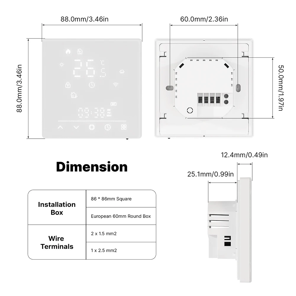Smart Home Heating Control For MOES WiFi Thermostat Supporting For Tuya & For Matter Protocols with Child Safety Lock Feature
Smart Home Heating Control For MOES WiFi Thermostat Supporting For Tuya & For Matter Protocols with Child Safety Lock Feature