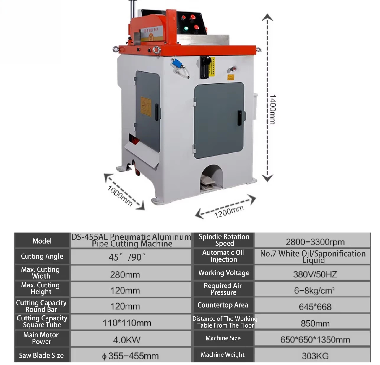 Dasong Semi-automatic 455 Pneumatic Metal Aluminum Stainless Steel Pipe Cold Cutting Machine Equipment
Dasong Semi-automatic 455 Pneumatic Metal Aluminum Stainless Steel Pipe Cold Cutting Machine Equipment