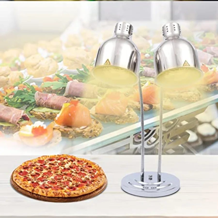 Commercial food warming lamp for kitchen, cafeteria, restaurant, buffet: 2-head adjustable 500W electric heating lamp, silver a
Commercial food warming lamp for kitchen, cafeteria, restaurant, buffet: 2-head adjustable 500W electric heating lamp, silver a
