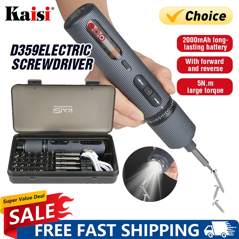 KAISI D359 Precision Electric Screwdriver 18 Torque Levels 5Nm Magnetic Chuck 2000mAh Type-C Rechargeable for Phone Repair
KAISI D359 Precision Electric Screwdriver 18 Torque Levels 5Nm Magnetic Chuck 2000mAh Type-C Rechargeable for Phone Repair
