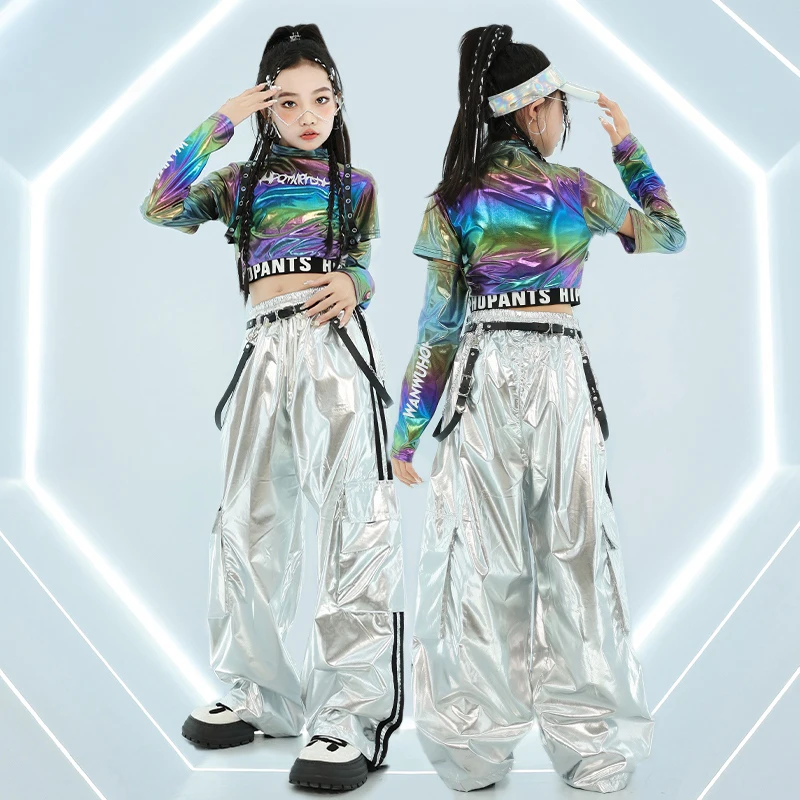 Крутой лазерный укороченный топ в стиле хип-хоп для девочек K-pop, блестящие комплекты одежды, детские джазовые костюмы, детская уличная одежда, штаны для уличных танцев, XH2123
Крутой лазерный укороченный топ в стиле хип-хоп для девочек K-pop, блестящие комплекты одежды, детские джазовые костюмы, детская уличная одежда, штаны для уличных танцев, XH2123