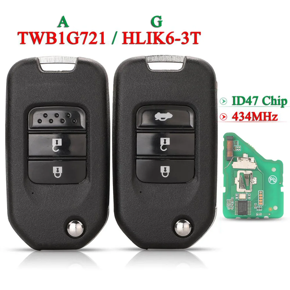 Jingyuqin HLIK6-3T TWB1G721 Remote Key 434Mhz ID47 Chip For Honda Civic Accord City CR-V Jazz XR-V Vezel HR-V FRV Spirior JADE
Jingyuqin HLIK6-3T TWB1G721 Remote Key 434Mhz ID47 Chip For Honda Civic Accord City CR-V Jazz XR-V Vezel HR-V FRV Spirior JADE