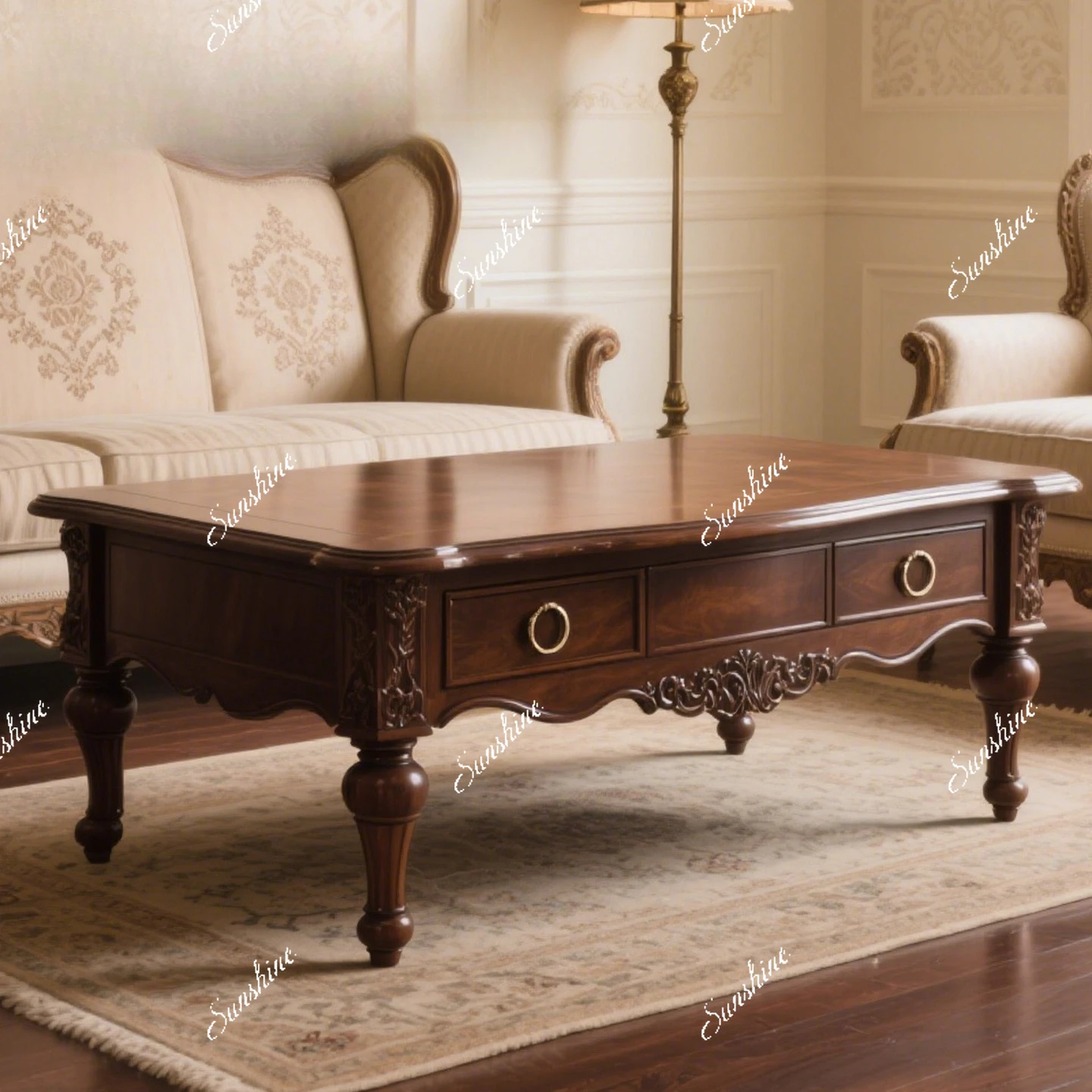 American retro solid wood carving flower coffee table living room home rectangular coffee table
American retro solid wood carving flower coffee table living room home rectangular coffee table