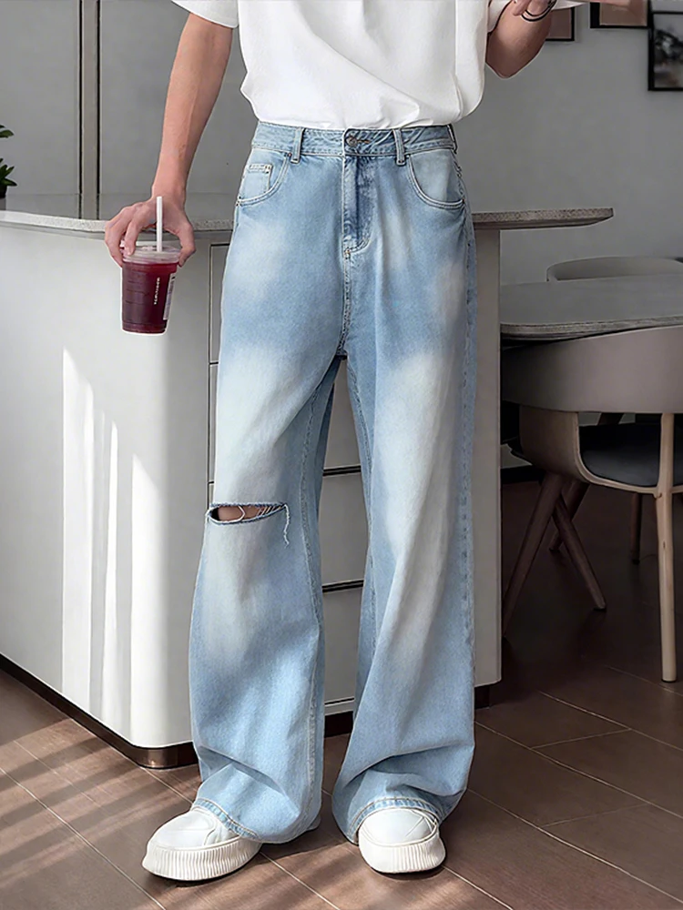 Мужские летние джинсы из тонкого ледяного шелка, с высокой талией, прямые, широкие, с легким расклешением, с эффектом потертости, повседневная одежда
Мужские летние джинсы из тонкого ледяного шелка, с высокой талией, прямые, широкие, с легким расклешением, с эффектом потертости, повседневная одежда