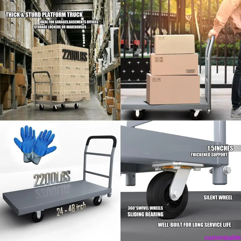 Industrial-Strength Foldable Flatbed Cart, 2200-Pound Capacity, 48-Inch by 24-Inch Platform, Steel Handle
Industrial-Strength Foldable Flatbed Cart, 2200-Pound Capacity, 48-Inch by 24-Inch Platform, Steel Handle