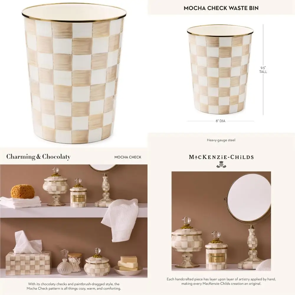 Decorative Waste Bin for Bedroom or Bathroom, Brown and White Mocha Check Patterned Trash Can, Stylish and Functional
Decorative Waste Bin for Bedroom or Bathroom, Brown and White Mocha Check Patterned Trash Can, Stylish and Functional