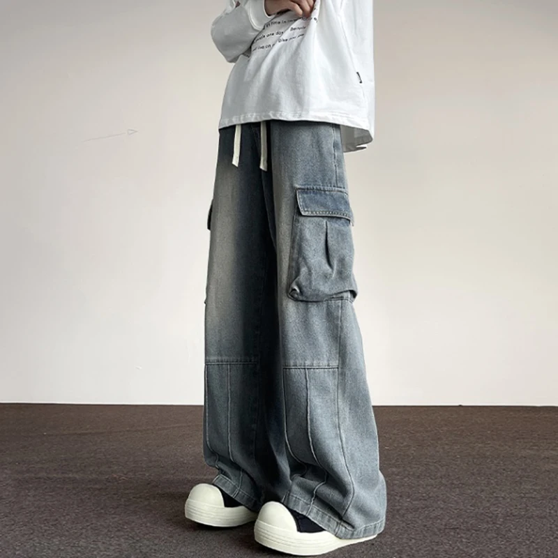 Men Multi Pockets Designer Wide Leg Jeans Male American Style High Street Denim Pants Classic Vintage Black Blue Denim Trousers
Men Multi Pockets Designer Wide Leg Jeans Male American Style High Street Denim Pants Classic Vintage Black Blue Denim Trousers