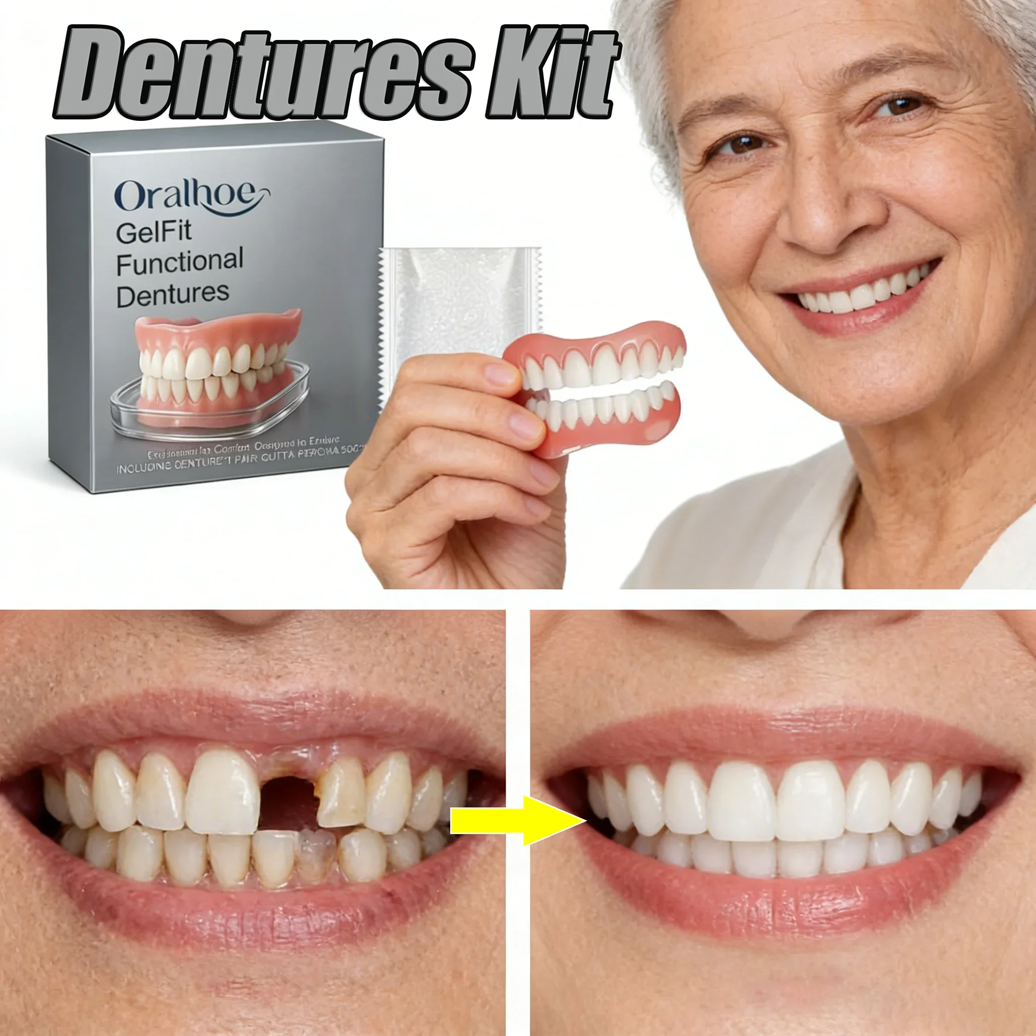 Perfect Smile Denture Silicone Liners kit Fake Teeth Kit Upper & Lower Veneers for Men & Women Instant Confidence Boost
Perfect Smile Denture Silicone Liners kit Fake Teeth Kit Upper & Lower Veneers for Men & Women Instant Confidence Boost