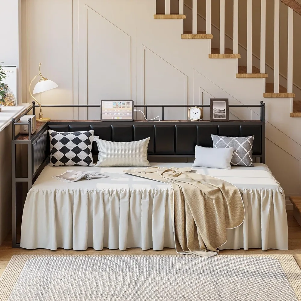 Daybed with Pop Up Trundle, House Metal Twin Bed Frame with Bedside Storage,Sofa Day Bed for Living Room, Bedroom and Gu
Daybed with Pop Up Trundle, House Metal Twin Bed Frame with Bedside Storage,Sofa Day Bed for Living Room, Bedroom and Gu