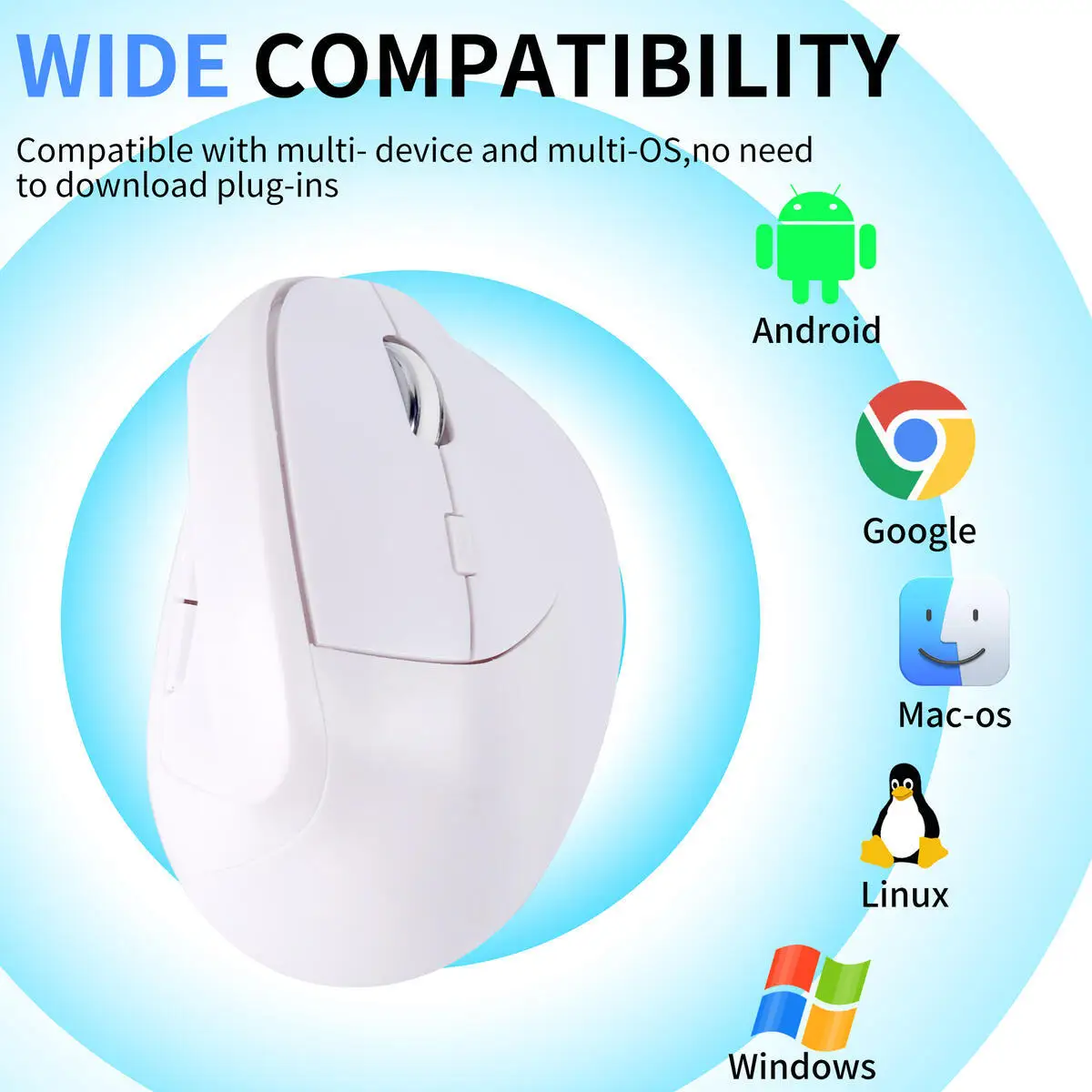 Vertical Mouse Ergonomics Rechargeable 1600 DPI Low Noise Button Wireless 2.4G Bluetooth Dual-mode Mause System Compatible
Vertical Mouse Ergonomics Rechargeable 1600 DPI Low Noise Button Wireless 2.4G Bluetooth Dual-mode Mause System Compatible