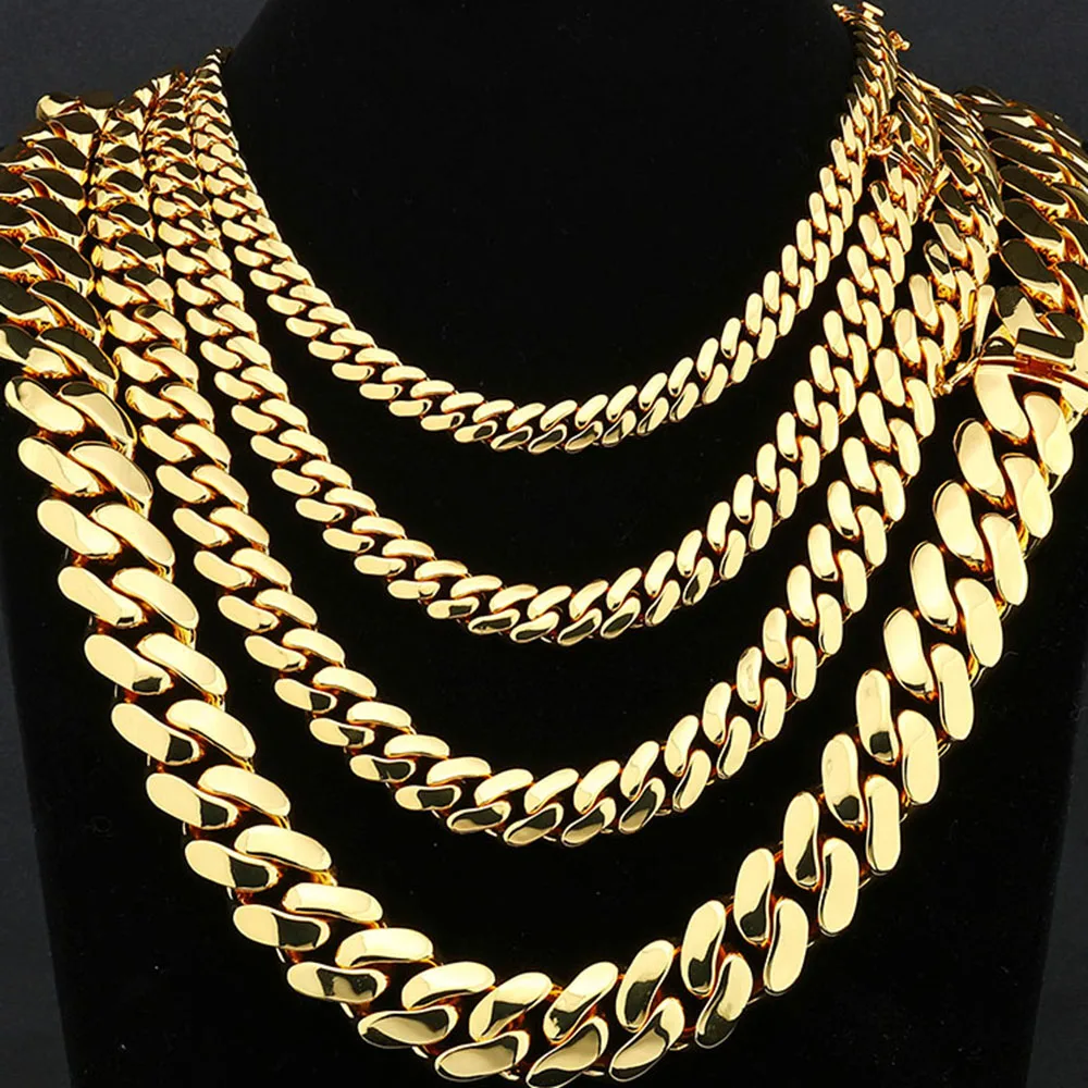 Hip Hop Jewelry Heavy Miami Cuban Link Chain Necklace for Men Multiple sizes10/12/15/22mm 14K Gold Plated Cuban Chains
Hip Hop Jewelry Heavy Miami Cuban Link Chain Necklace for Men Multiple sizes10/12/15/22mm 14K Gold Plated Cuban Chains