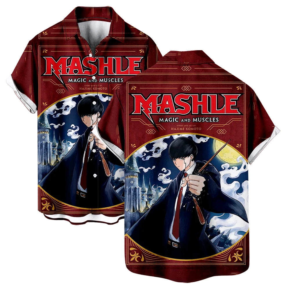 Летняя рубашка Mashle Magic and Muscle с коротким рукавом, V-образным вырезом и отложным воротником, Повседневная пляжная рубашка на пуговицах
Летняя рубашка Mashle Magic and Muscle с коротким рукавом, V-образным вырезом и отложным воротником, Повседневная пляжная рубашка на пуговицах