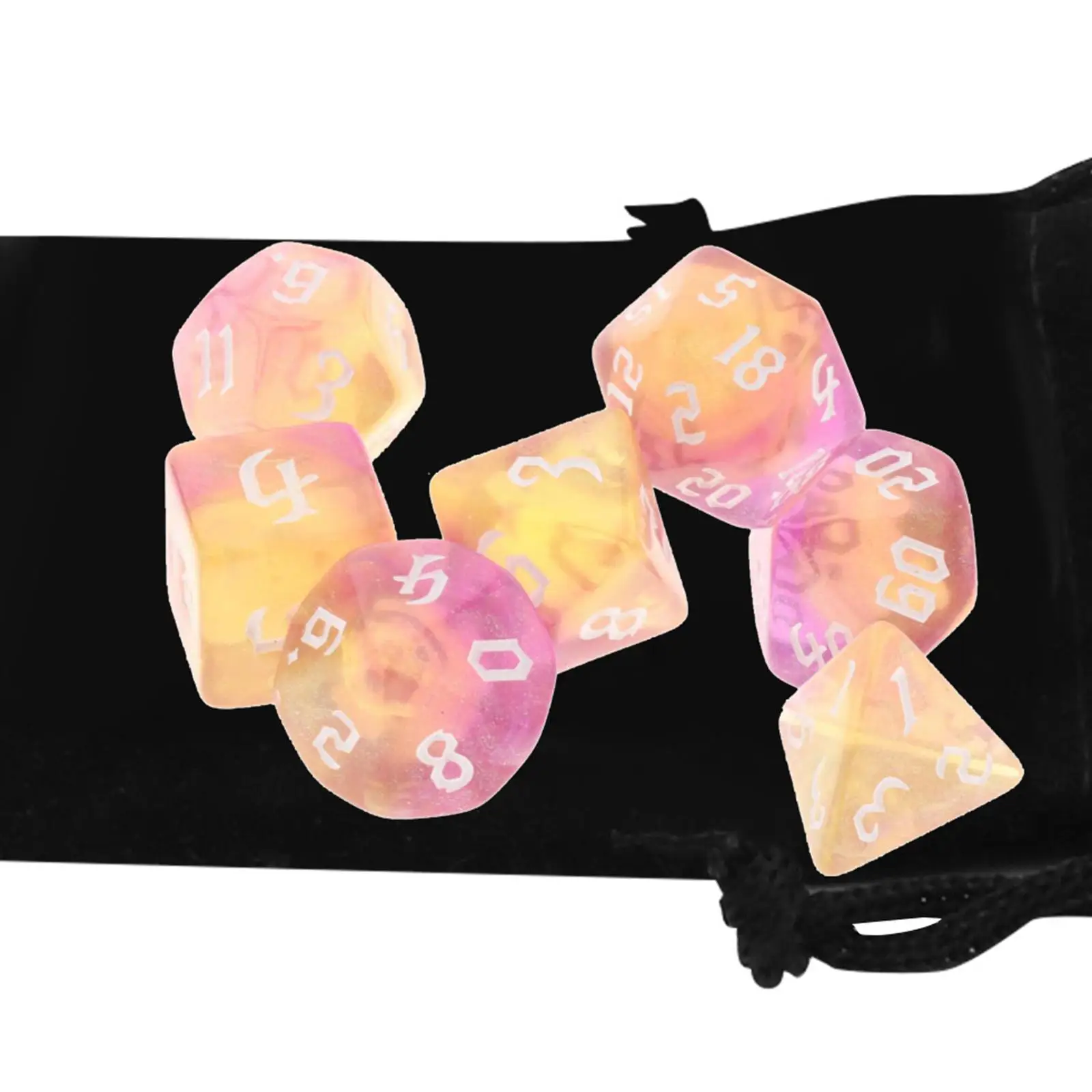 Acrylic Polyhedral Dices Set D4-D20 with Pouch for DND Classroom Accessories
Acrylic Polyhedral Dices Set D4-D20 with Pouch for DND Classroom Accessories