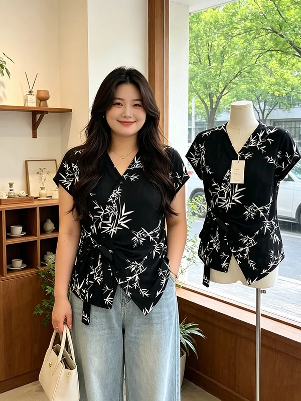 Slim Fit Short Sleeve Shirt Women's Fashionable Printed Top Waist Cinching Slimming Effect Korean Style Commute Wind 2026 Sum...
Slim Fit Short Sleeve Shirt Women's Fashionable Printed Top Waist Cinching Slimming Effect Korean Style Commute Wind 2026 Sum...