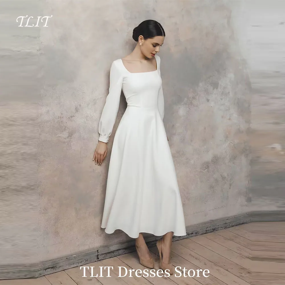 TLIT Simple Chiffon Evening Dress With Square Neck Tea Length Reception Evening Gown Dress With Full Lantern Sleeves Customized
TLIT Simple Chiffon Evening Dress With Square Neck Tea Length Reception Evening Gown Dress With Full Lantern Sleeves Customized