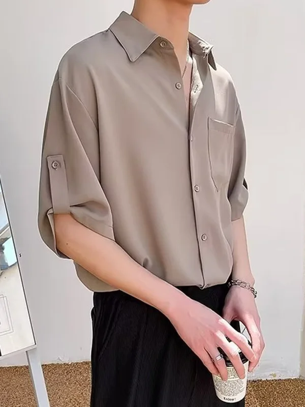 Men's Summer Thin Ice Silk Short Sleeve Shirt Casual Loose Fit Five-Quarter Length Youth Fashion No Iron Treatment Pure Color
Men's Summer Thin Ice Silk Short Sleeve Shirt Casual Loose Fit Five-Quarter Length Youth Fashion No Iron Treatment Pure Color