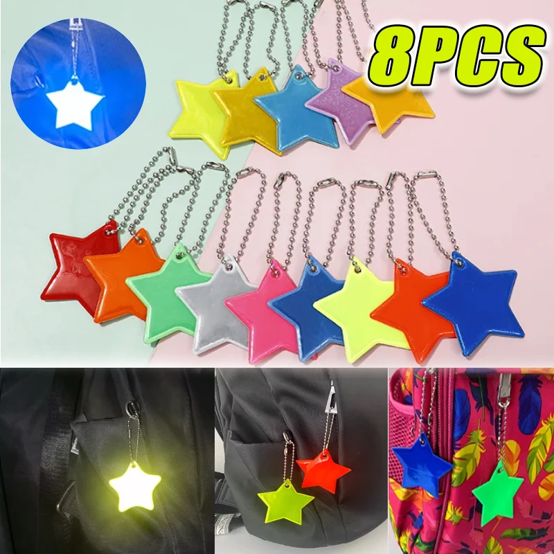8Pcs Five-pointed Star Keychain Schoolbag Reflective Pendant Cycling Reflector Charm Night Warning Sign Creative Models PVC
8Pcs Five-pointed Star Keychain Schoolbag Reflective Pendant Cycling Reflector Charm Night Warning Sign Creative Models PVC