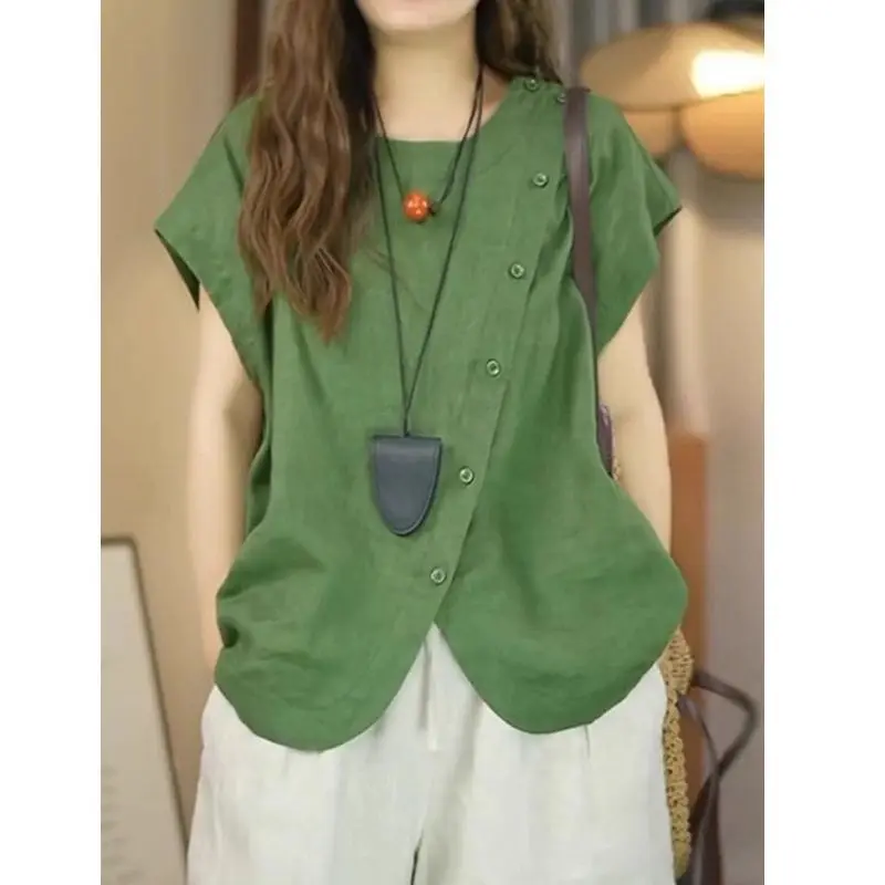 Asymmetric Stand-up Collar Short-sleeve Blouse for Women, Large Size Slimming Fit for Summer
Asymmetric Stand-up Collar Short-sleeve Blouse for Women, Large Size Slimming Fit for Summer