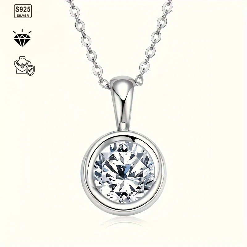 1pc S925 Pure Silver Inlaid 2CT Moissanite Simple Necklace, Women's Fashionable Necklace | Gift For Her | Birthday Gift | Weddin
1pc S925 Pure Silver Inlaid 2CT Moissanite Simple Necklace, Women's Fashionable Necklace | Gift For Her | Birthday Gift | Weddin