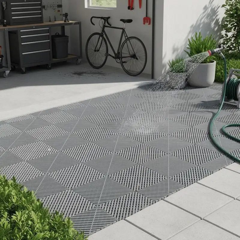 Interlocking Drainage Mat, 12” x 12” Modular Interlocking Cushion, 40 Pcs Splicing Drainage Mats, Non-Slip Gray PP Drainage Floor Tile and Shower Mat, for Garage, Garden, Kitchen & Outdoor
Interlocking Drainage Mat, 12” x 12” Modular Interlocking Cushion, 40 Pcs Splicing Drainage Mats, Non-Slip Gray PP Drainage Floor Tile and Shower Mat, for Garage, Garden, Kitchen & Outdoor