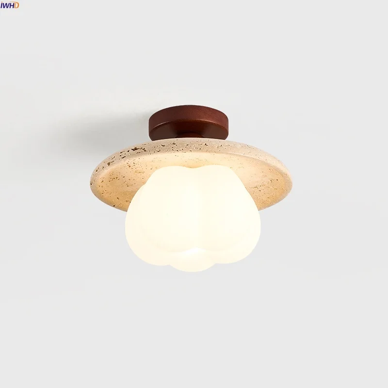 IWHD Nordic Modern LED Ceiling Light Fixture Porch Foyer Balcony Yellow Travertine Stone White Glass Ceiling Lamp Lamparas Techo
IWHD Nordic Modern LED Ceiling Light Fixture Porch Foyer Balcony Yellow Travertine Stone White Glass Ceiling Lamp Lamparas Techo