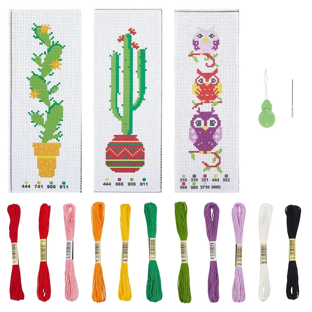 3 Sets 3 Style DIY Oval Cactus Pattern Bookmark Stitch Kit with Embroidery Threads Fabric Needle Needle-Threading Device
3 Sets 3 Style DIY Oval Cactus Pattern Bookmark Stitch Kit with Embroidery Threads Fabric Needle Needle-Threading Device