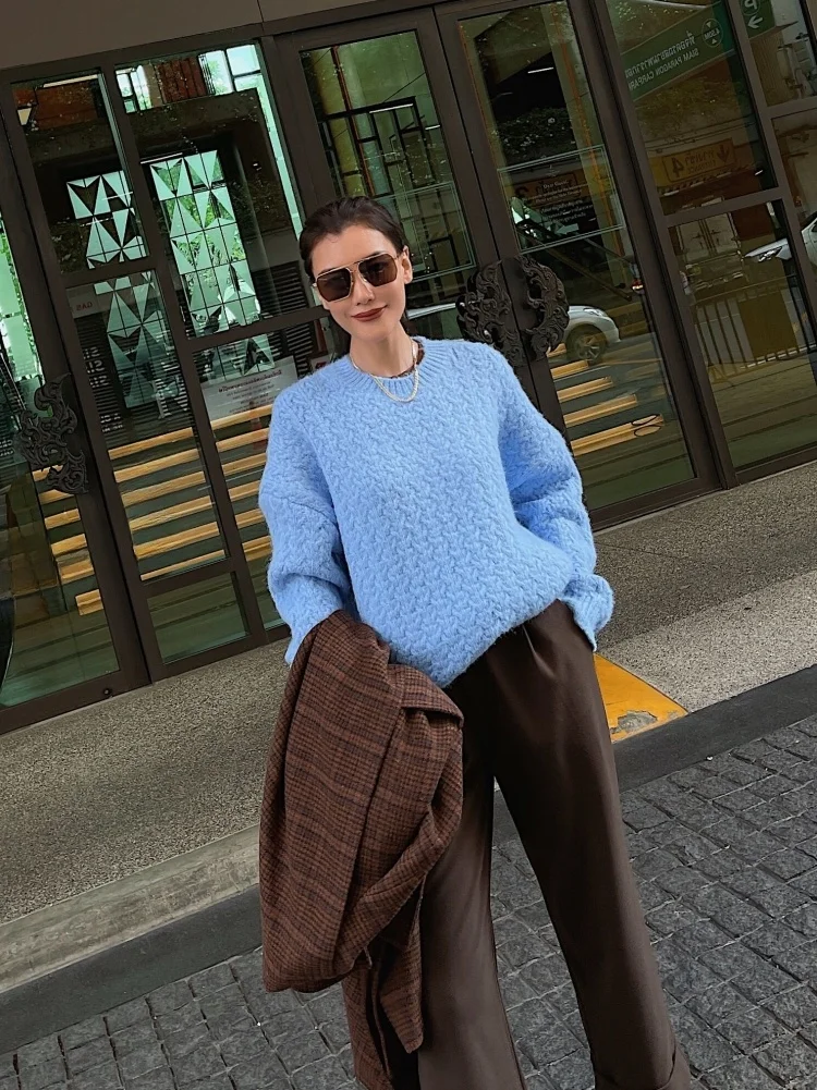 Autumn Winter Thick Warm Knitted round Neck Sweater Comfortable Mid-Length Grey Blue Color Commute Style Polyester Blend
Autumn Winter Thick Warm Knitted round Neck Sweater Comfortable Mid-Length Grey Blue Color Commute Style Polyester Blend