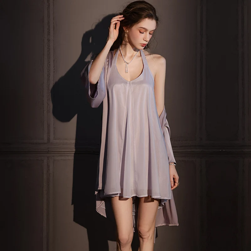 DAIMELU sleepwear sleeveless nightgown women's high sense set new pajamas mesh ice silk neck nightdress female nightwear suit
DAIMELU sleepwear sleeveless nightgown women's high sense set new pajamas mesh ice silk neck nightdress female nightwear suit
