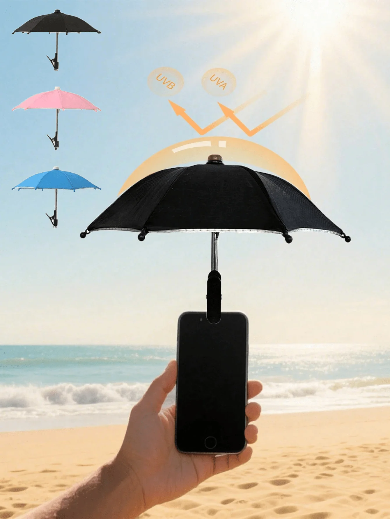 Portable Phone Holder Umbrella, Waterproof UV Protection Mini Parasol with Phone Stand, Anti Glare Sun Shade for Outdoor Travel
Portable Phone Holder Umbrella, Waterproof UV Protection Mini Parasol with Phone Stand, Anti Glare Sun Shade for Outdoor Travel
