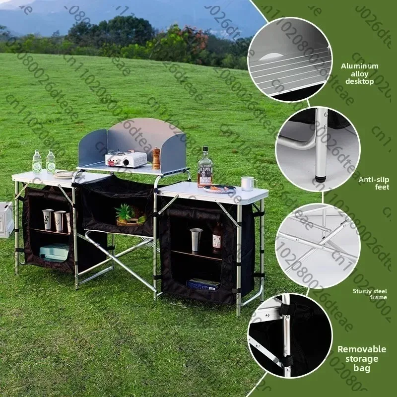 Outdoor kitchen multifunctional mobile camping picnic party aluminum alloy folding table with locker camping
Outdoor kitchen multifunctional mobile camping picnic party aluminum alloy folding table with locker camping