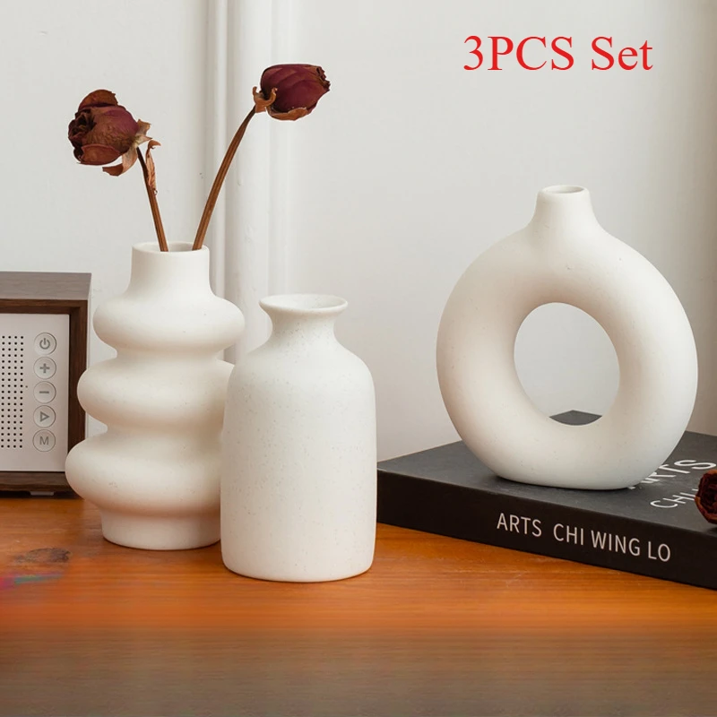 3PCS Set Modern Ceramic Vase White Minimalist Flower Pots for Nordic Living Room Decor, Handmade Table Centerpiece
3PCS Set Modern Ceramic Vase White Minimalist Flower Pots for Nordic Living Room Decor, Handmade Table Centerpiece