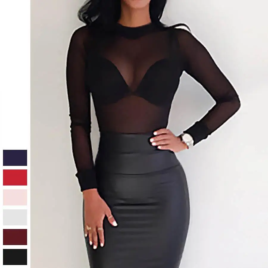 Women's Mesh Elastic Ultrathin Long Sleeve Tight Fit Lace Shirt European Style High Collar Other Fabric 2016 Winter Collection
Women's Mesh Elastic Ultrathin Long Sleeve Tight Fit Lace Shirt European Style High Collar Other Fabric 2016 Winter Collection