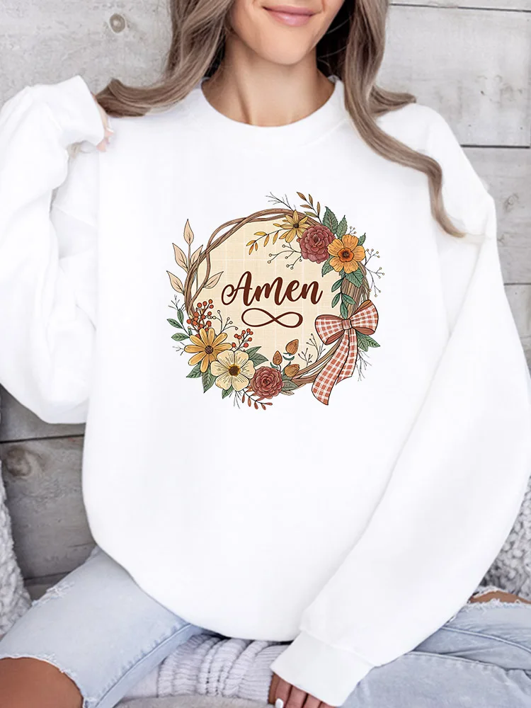 Amen and Red Bow Women's Crew Neck Sweatshirt Casual Long Sleeve Pullover Loose Fit Daily Wear
Amen and Red Bow Women's Crew Neck Sweatshirt Casual Long Sleeve Pullover Loose Fit Daily Wear