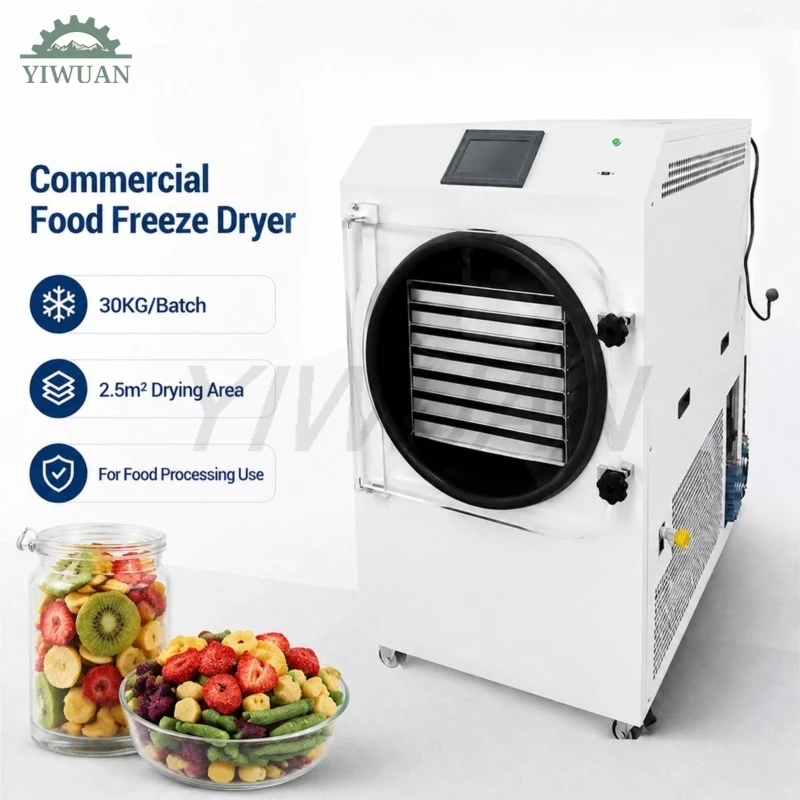 HFD-25 30kg/Batch Freeze Dryer 7 Trays 2.5m² SUS304 Food Grade Low Energy Lyophilizer 220V Household Commercial Fruit Vegetable
HFD-25 30kg/Batch Freeze Dryer 7 Trays 2.5m² SUS304 Food Grade Low Energy Lyophilizer 220V Household Commercial Fruit Vegetable