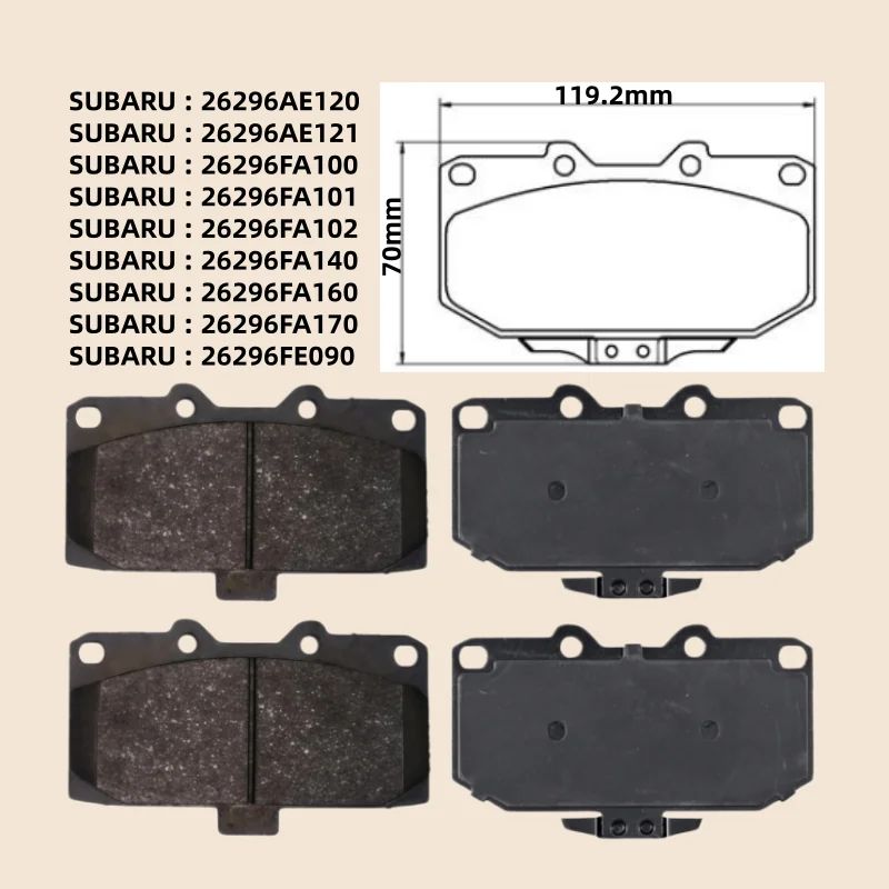 For Subaru Impreza WRX (GV GG GD) front brake pads 26296AE120 26296AE121 26296FA100 26296FA101 / Car Parts -18004
For Subaru Impreza WRX (GV GG GD) front brake pads 26296AE120 26296AE121 26296FA100 26296FA101 / Car Parts -18004