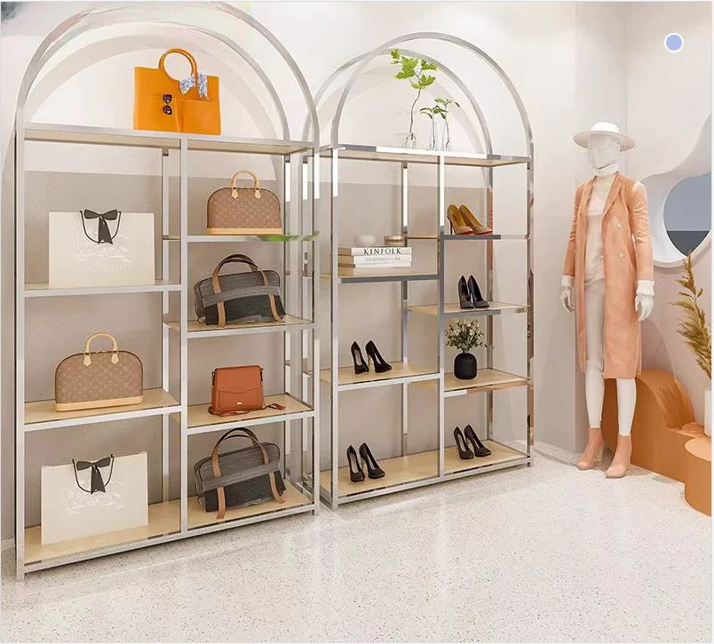 Shoe store shoe rack display rack creative decoration stainless steel silver floor-to-ceiling multi-layer bag rack display rack
Shoe store shoe rack display rack creative decoration stainless steel silver floor-to-ceiling multi-layer bag rack display rack
