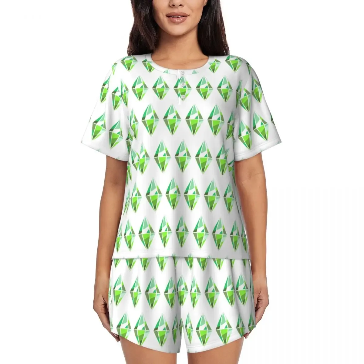 Sims 4 Plumbob Round Neck Short Sleeve Nightgowns for Sleeping Sleepshirts Women Soft Pajama Set Short Pants
Sims 4 Plumbob Round Neck Short Sleeve Nightgowns for Sleeping Sleepshirts Women Soft Pajama Set Short Pants