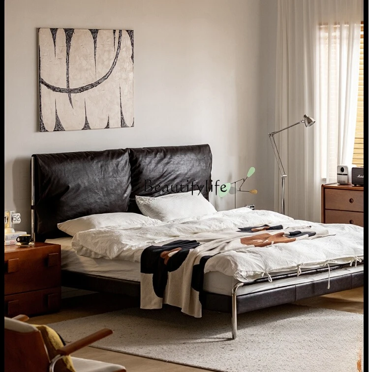 Genuine Leather Bed French Retro Black Top Layer Cowhide Italian Modern Minimalist
Genuine Leather Bed French Retro Black Top Layer Cowhide Italian Modern Minimalist