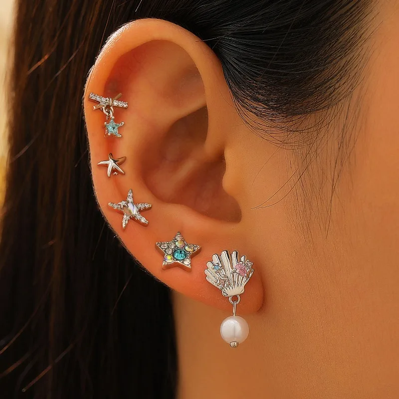 1 Piece 925 Sterling Silver Zircon Starfish Tassel Pendant Stud Earrings for Women Fine Jewelry Minimalist Accessories Wholesale
1 Piece 925 Sterling Silver Zircon Starfish Tassel Pendant Stud Earrings for Women Fine Jewelry Minimalist Accessories Wholesale